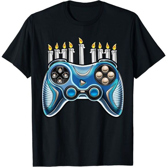 Shelbyvertula Other - Video Game Controller Hanukkah Menorah Candles Boys T-shirt